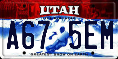 UT license plate A675EM