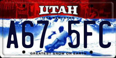 UT license plate A675FC