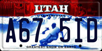 UT license plate A675ID