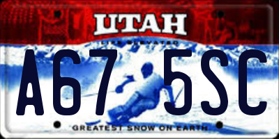 UT license plate A675SC