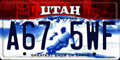UT license plate A675WF