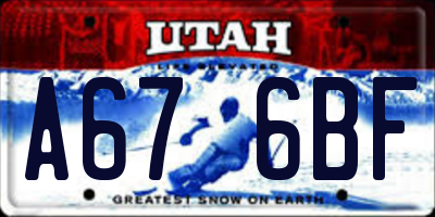 UT license plate A676BF