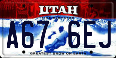 UT license plate A676EJ