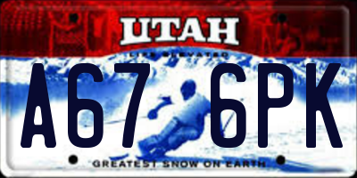 UT license plate A676PK