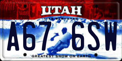 UT license plate A676SW