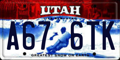 UT license plate A676TK