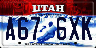 UT license plate A676XK