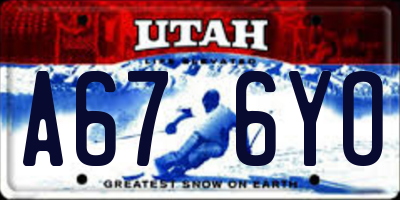 UT license plate A676YO