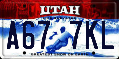 UT license plate A677KL
