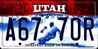 UT license plate A677OR