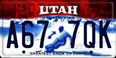 UT license plate A677QK