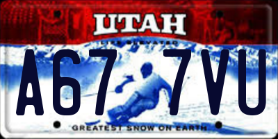 UT license plate A677VU