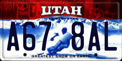 UT license plate A678AL