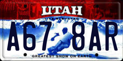UT license plate A678AR