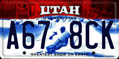 UT license plate A678CK