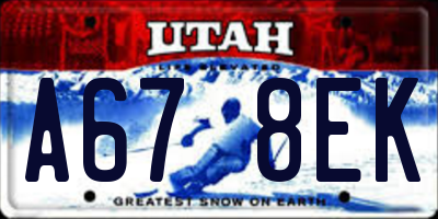 UT license plate A678EK
