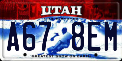 UT license plate A678EM