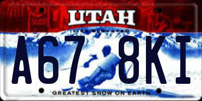 UT license plate A678KI