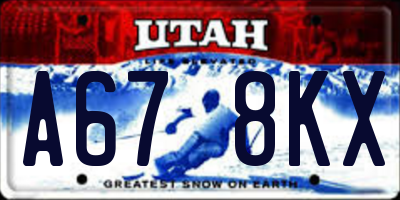 UT license plate A678KX