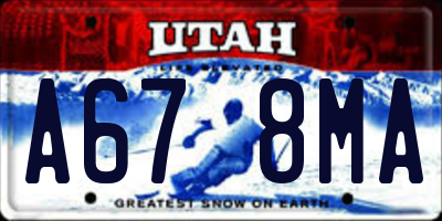 UT license plate A678MA