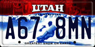 UT license plate A678MN