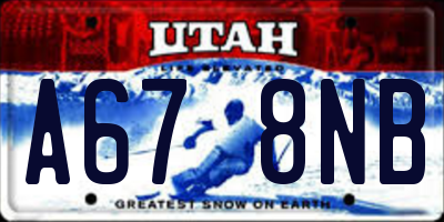 UT license plate A678NB