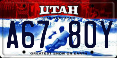 UT license plate A678OY