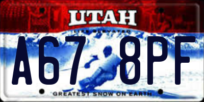 UT license plate A678PF