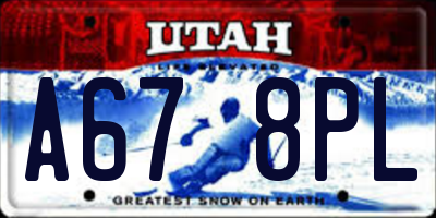 UT license plate A678PL