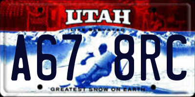 UT license plate A678RC