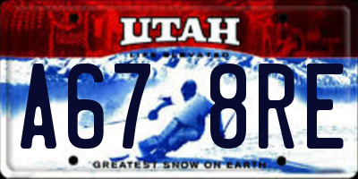 UT license plate A678RE