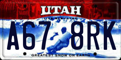 UT license plate A678RK