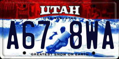 UT license plate A678WA