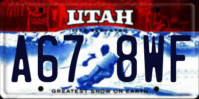 UT license plate A678WF