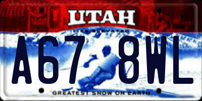 UT license plate A678WL