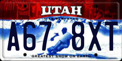UT license plate A678XT