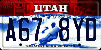 UT license plate A678YD