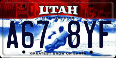 UT license plate A678YF