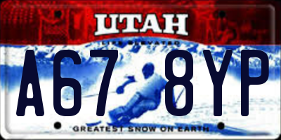 UT license plate A678YP