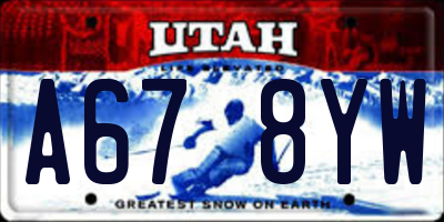 UT license plate A678YW