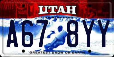 UT license plate A678YY