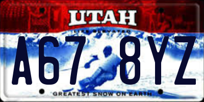 UT license plate A678YZ