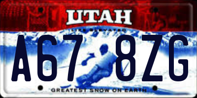 UT license plate A678ZG