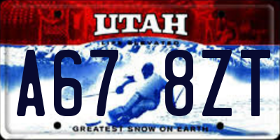 UT license plate A678ZT