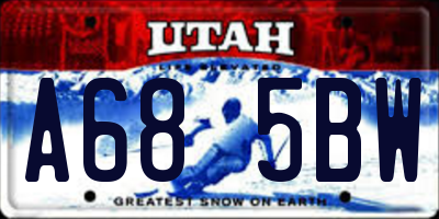 UT license plate A685BW