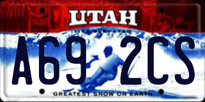 UT license plate A692CS