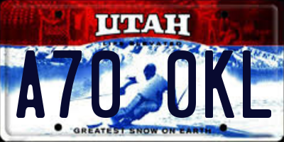 UT license plate A700KL