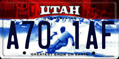 UT license plate A701AF