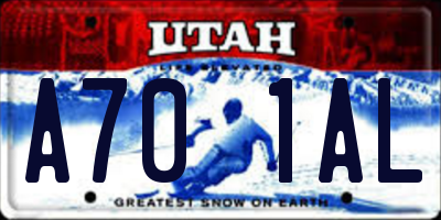 UT license plate A701AL