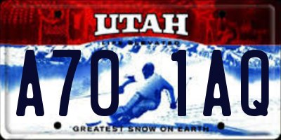 UT license plate A701AQ